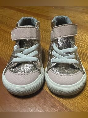See Kai Run Toddler Glitter High-Top Sneakers in Pink and Silver Size 5